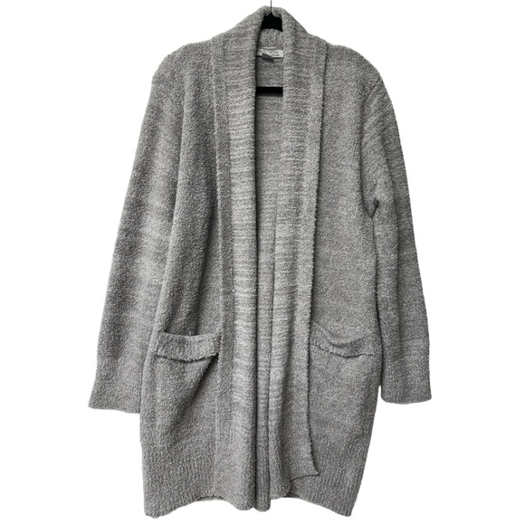 Barefoot Dreams Cali Cozychic Knit Open Front Long Cardigan Gray Size Medium - Picture 16 of 16